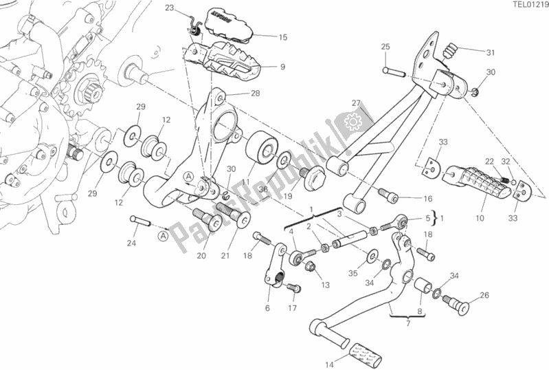 Toutes les pièces pour le Repose-pieds, Gauche du Ducati Hypermotard 950 USA 2020